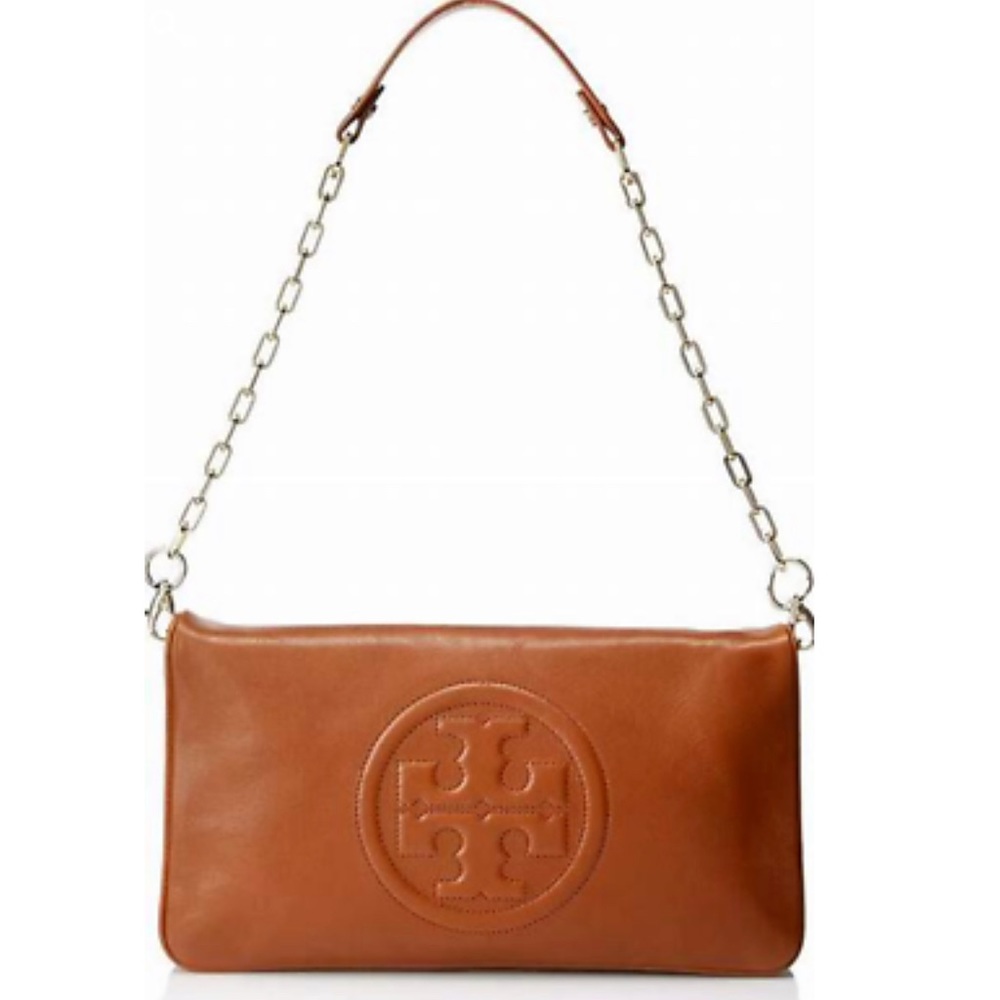 Tory Burch Purse | Tory Burch Leather Oversized Clutch with Removable Strap, Tan